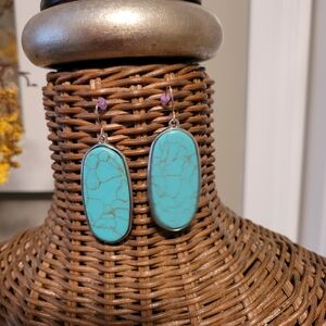 Turquoise Oval Drop Earrings